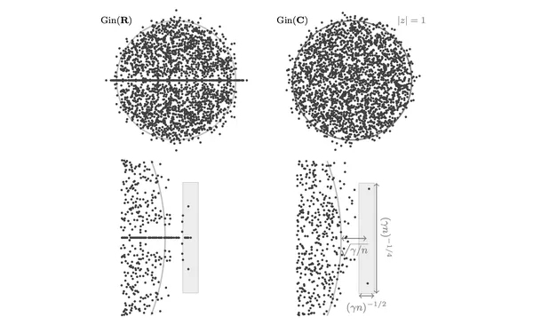 Circular law for real and complex Ginibre matrices.